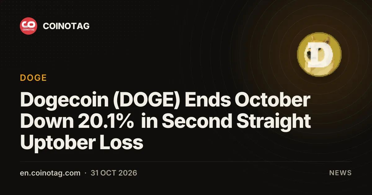 Dogecoin (DOGE) Ends October Down 20.1% in Second Straight Uptober Loss