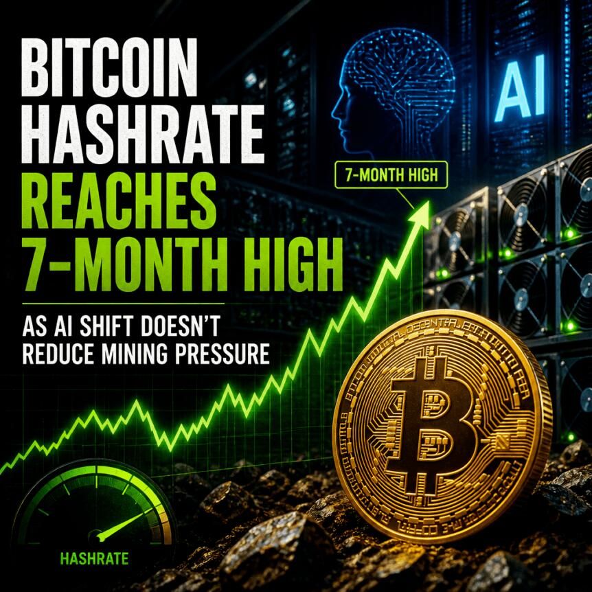 Bitcoin Hashrate Reaches 7-Month High as AI Shift Doesn’t Reduce Mining Pressure