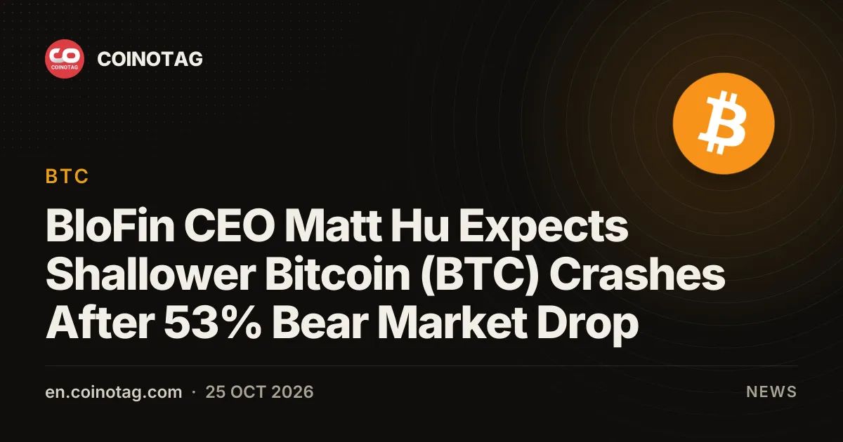 BloFin CEO Matt Hu Expects Shallower Bitcoin (BTC) Crashes After 53% Bear Market Drop