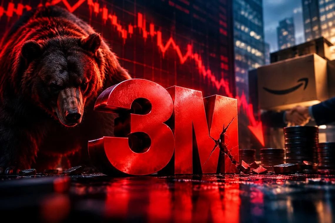 3M stock closes down 1.66% and below all three daily EMAs