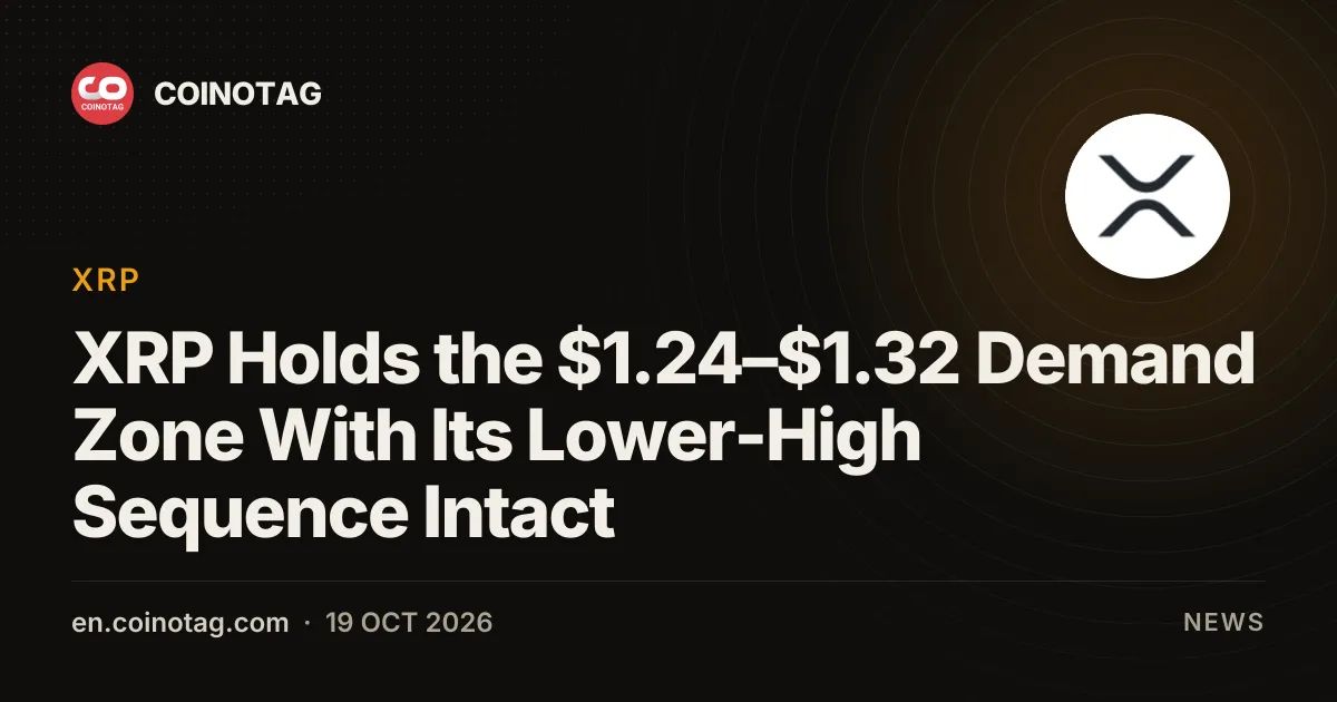 XRP Holds the $1.24–$1.32 Demand Zone With Its Lower-High Sequence Intact
