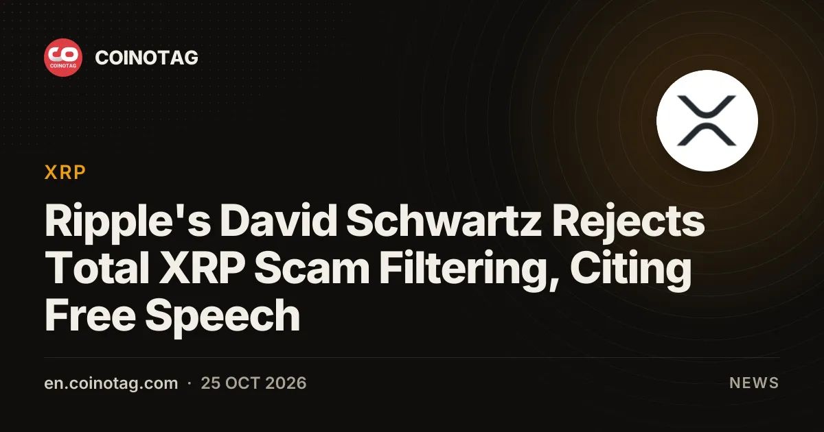 Ripple's David Schwartz Rejects Total XRP Scam Filtering, Citing Free Speech