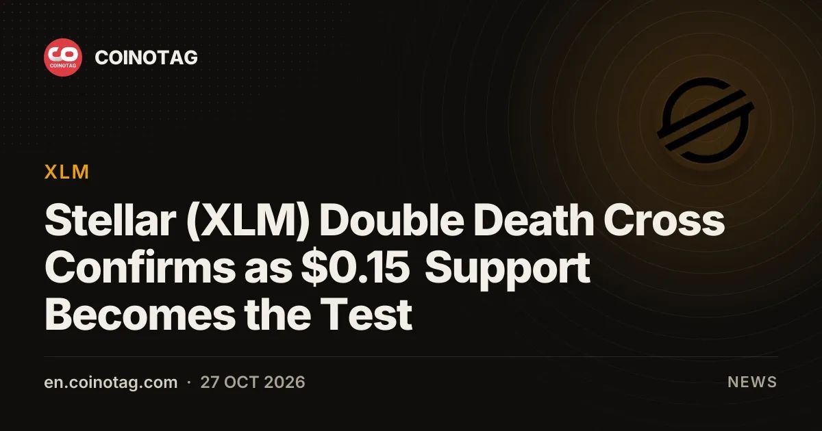 Stellar (XLM) Double Death Cross Confirms as $0.15 Support Becomes the Test