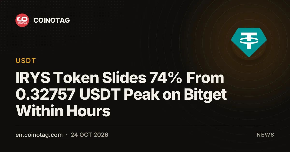 IRYS Token Slides 74% From 0.32757 USDT Peak on Bitget Within Hours