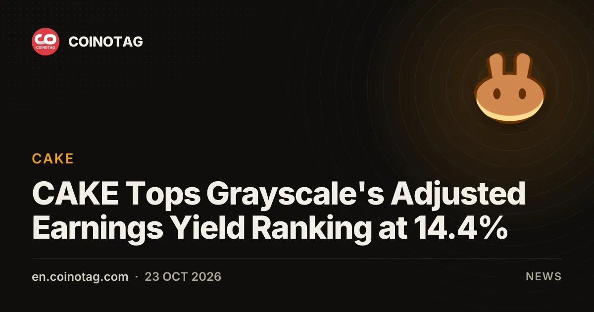CAKE Tops Grayscale's Adjusted Earnings Yield Ranking at 14.4%