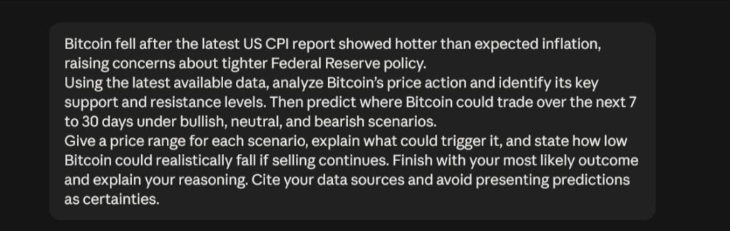 Claude AI And ChatGPT Predict How Low Bitcoin Could Fall After The CPI Crash