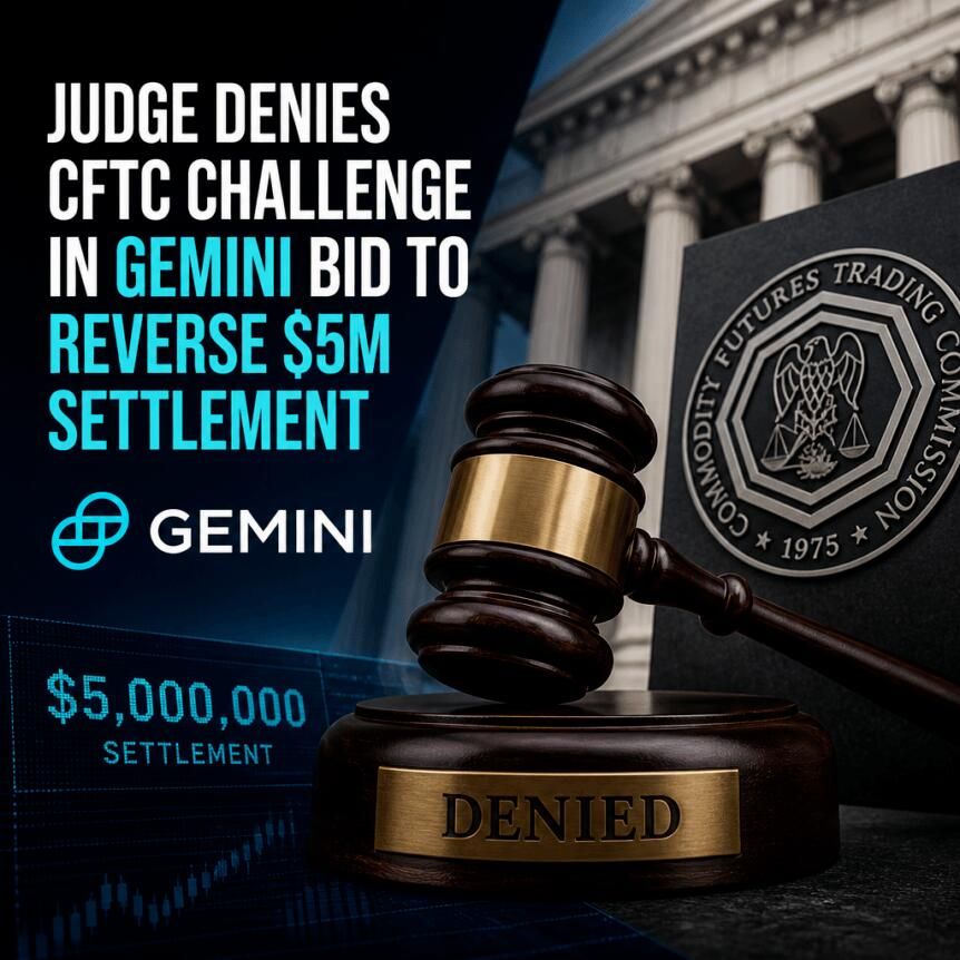Judge Denies CFTC Challenge in Gemini Bid to Reverse $5M Settlement