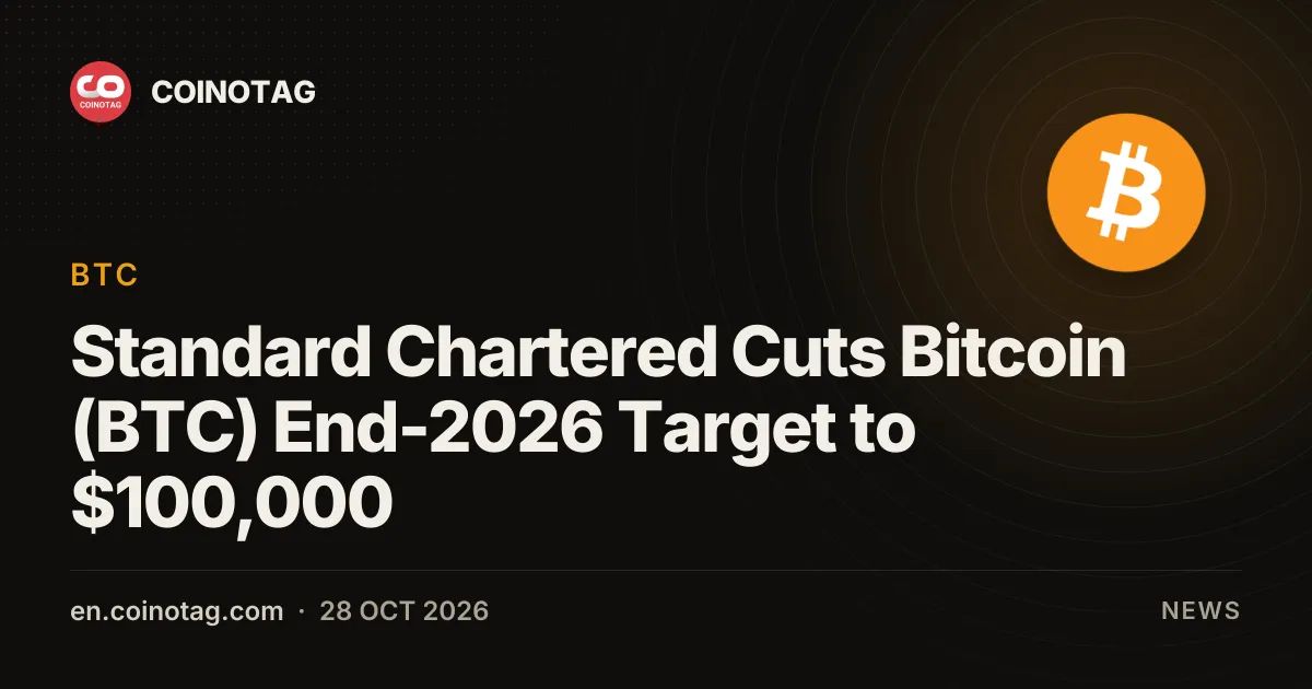 Standard Chartered Cuts Bitcoin (BTC) End-2026 Target to $100,000
