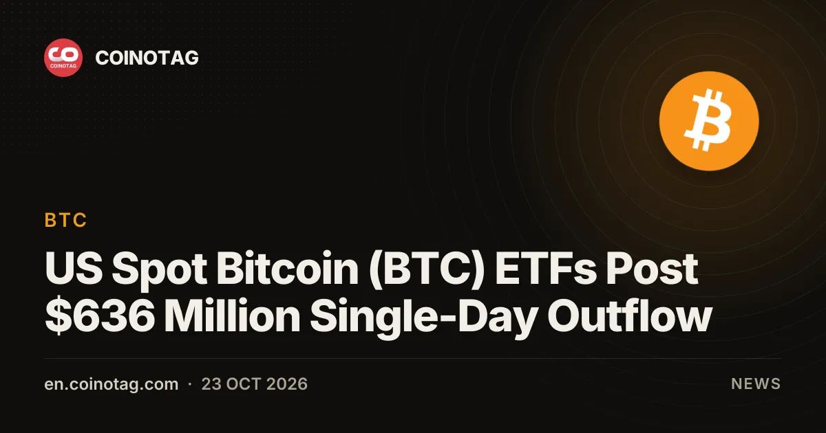 US Spot Bitcoin (BTC) ETFs Post $636 Million Single-Day Outflow
