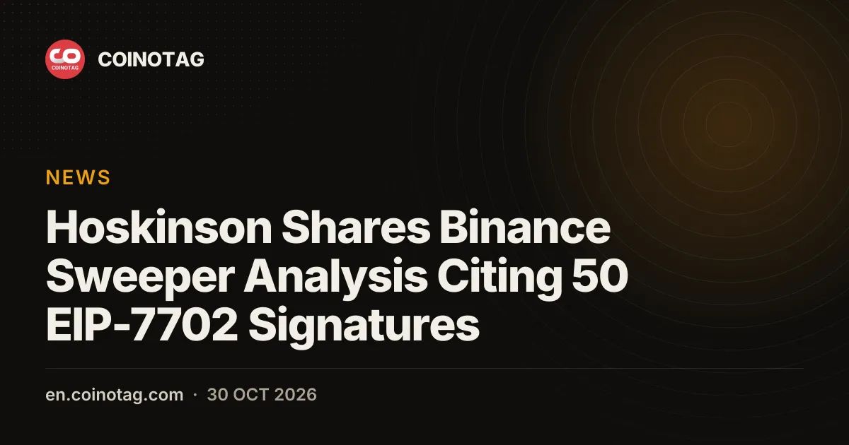 Hoskinson Shares Binance Sweeper Analysis Citing 50 EIP-7702 Signatures