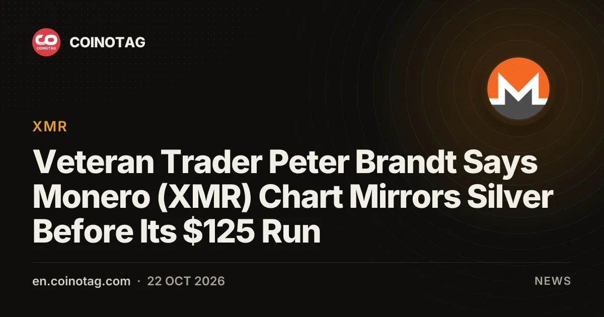 Veteran Trader Peter Brandt Says Monero (XMR) Chart Mirrors Silver Before Its $125 Run