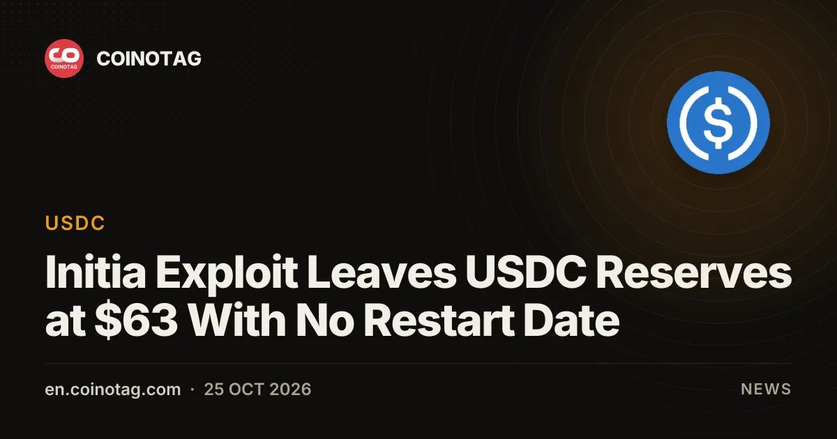 Initia Exploit Leaves USDC Reserves at $63 With No Restart Date