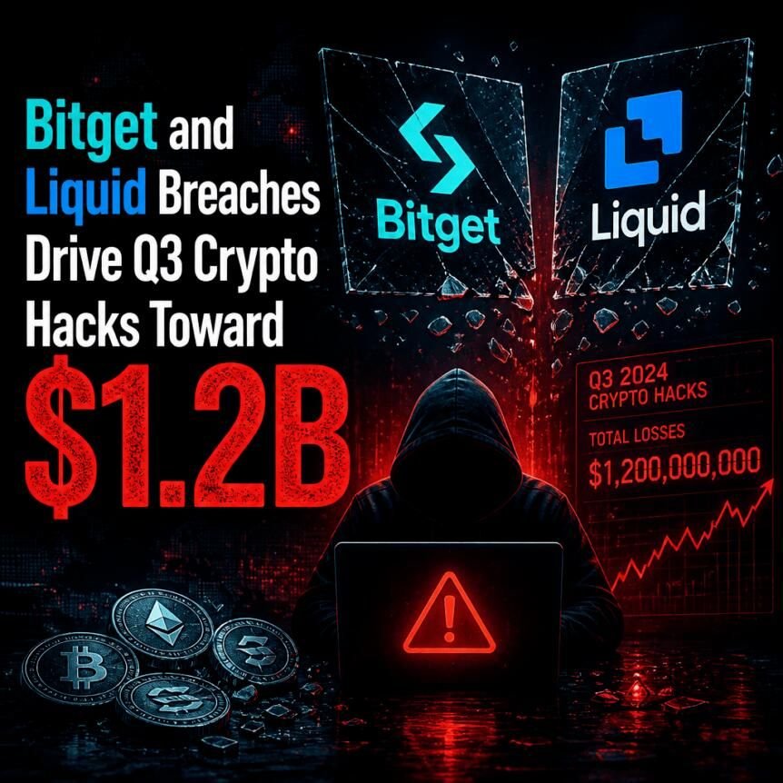 Bitget and Liquid Breaches Drive Q3 Crypto Hacks Toward $1.2B