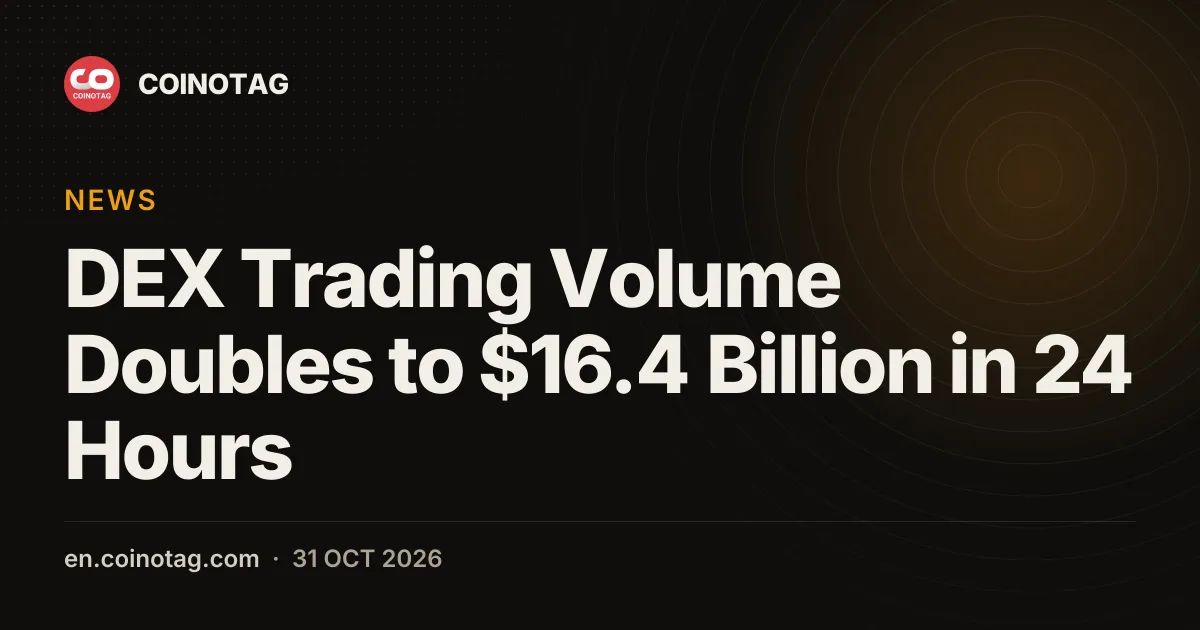 DEX Trading Volume Doubles to $16.4 Billion in 24 Hours