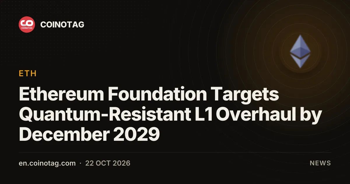 Ethereum Foundation Targets Quantum-Resistant L1 Overhaul by December 2029
