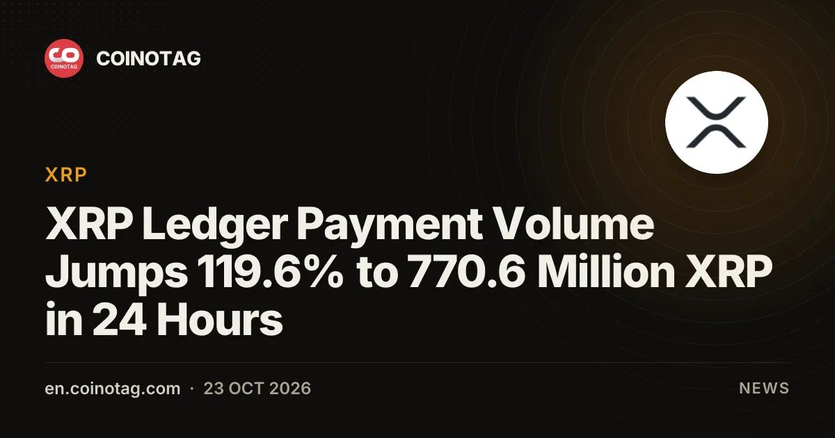 XRP Ledger Payment Volume Jumps 119.6% to 770.6 Million XRP in 24 Hours