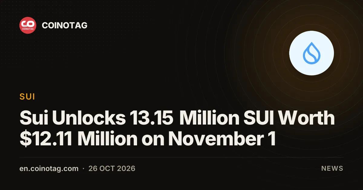Sui Unlocks 13.15 Million SUI Worth $12.11 Million on November 1