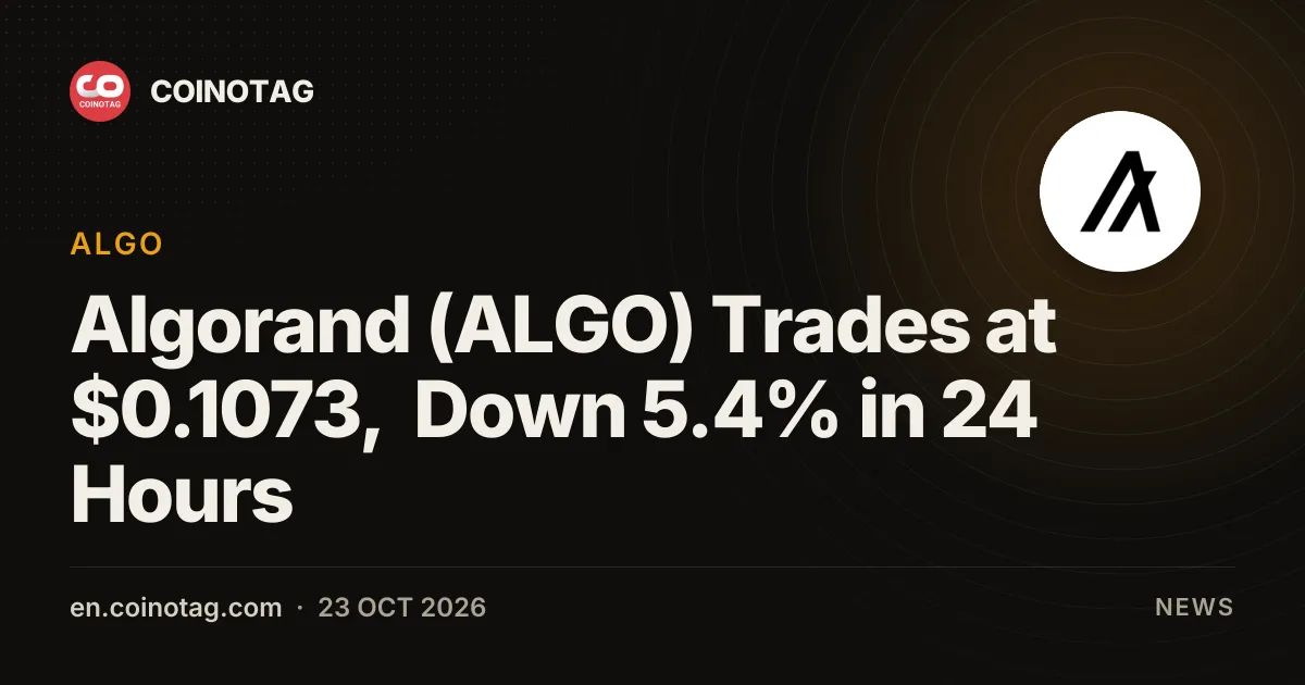 Algorand (ALGO) Trades at $0.1073, Down 5.4% in 24 Hours