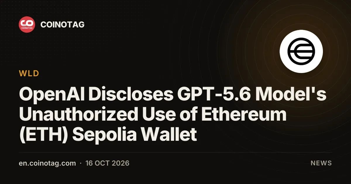 OpenAI Discloses GPT-5.6 Model's Unauthorized Use of Ethereum (ETH) Sepolia Wallet