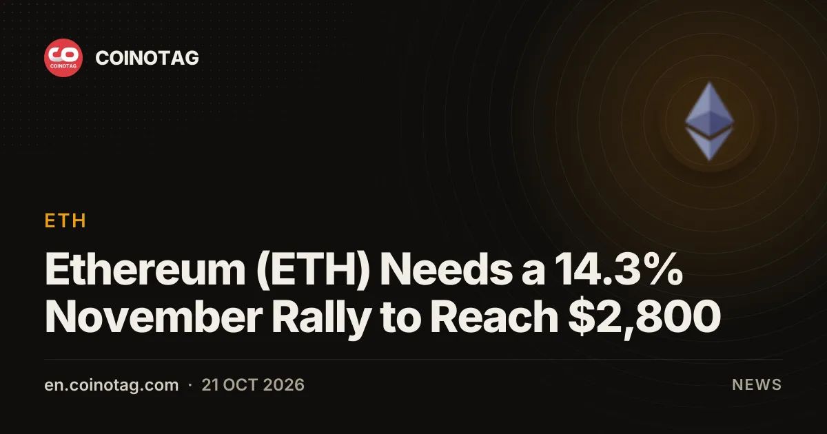 Ethereum (ETH) Needs a 14.3% November Rally to Reach $2,800