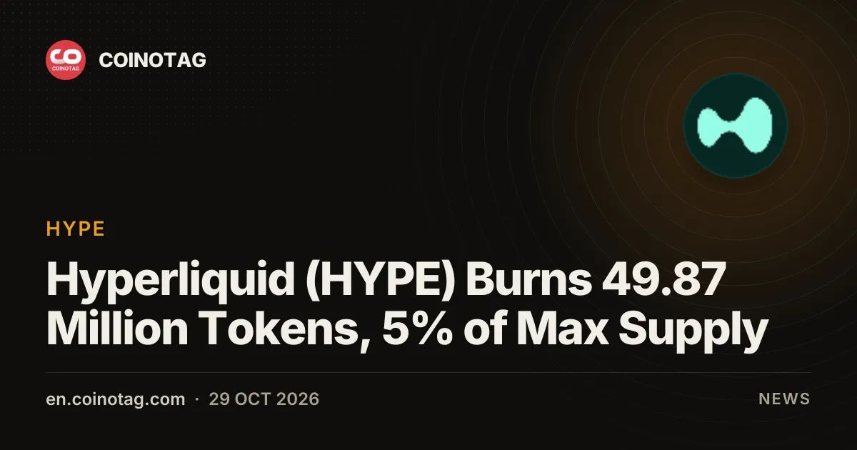 Hyperliquid (HYPE) Burns 49.87 Million Tokens, 5% of Max Supply
