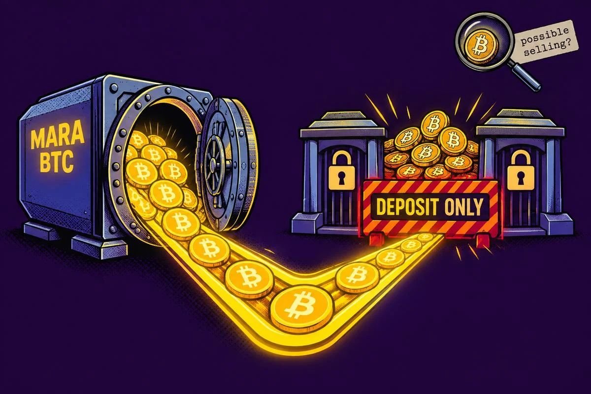 MARA’s Bitcoin transfers put 1,000 BTC worth $82.8M into Binance and Gate