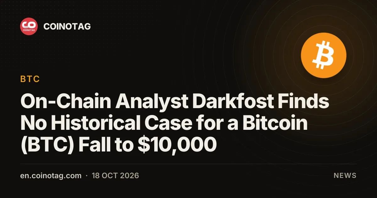 On-Chain Analyst Darkfost Finds No Historical Case for a Bitcoin (BTC) Fall to $10,000