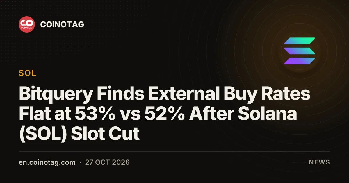 Bitquery Finds External Buy Rates Flat at 53% vs 52% After Solana (SOL) Slot Cut