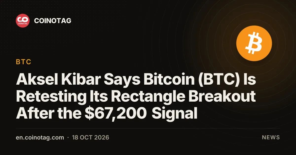 Aksel Kibar Says Bitcoin (BTC) Is Retesting Its Rectangle Breakout After the $67,200 Signal