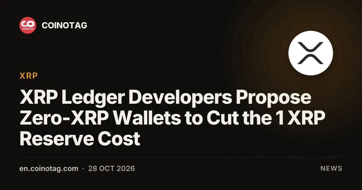 XRP Ledger Developers Propose Zero-XRP Wallets to Cut the 1 XRP Reserve Cost