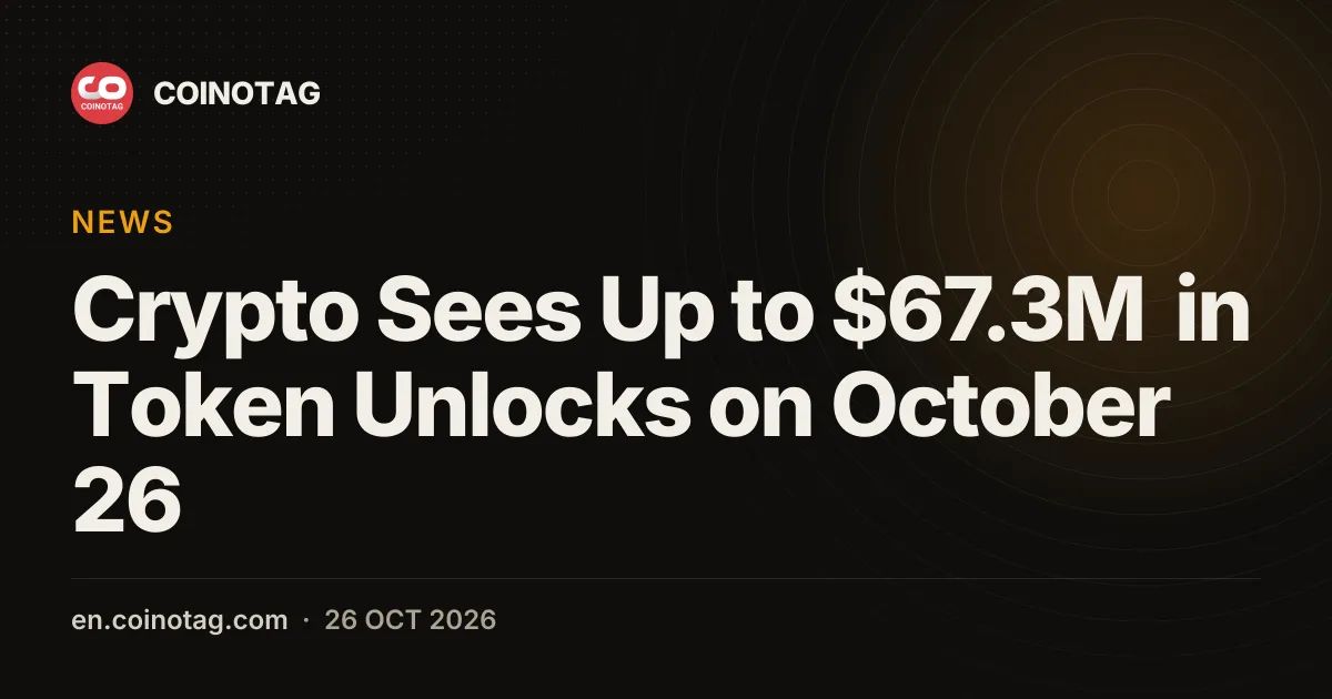 Crypto Sees Up to $67.3M in Token Unlocks on October 26