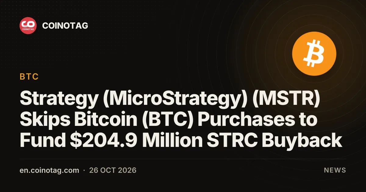 Strategy (MicroStrategy) (MSTR) Skips Bitcoin (BTC) Purchases to Fund $204.9 Million STRC Buyback