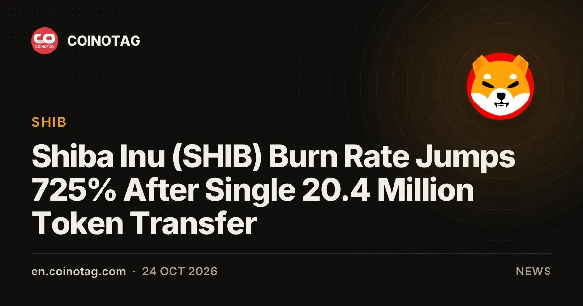 Shiba Inu (SHIB) Burn Rate Jumps 725% After Single 20.4 Million Token Transfer