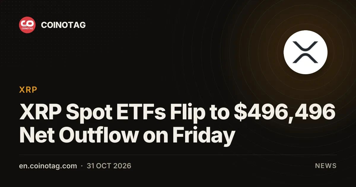 XRP Spot ETFs Flip to $496,496 Net Outflow on Friday