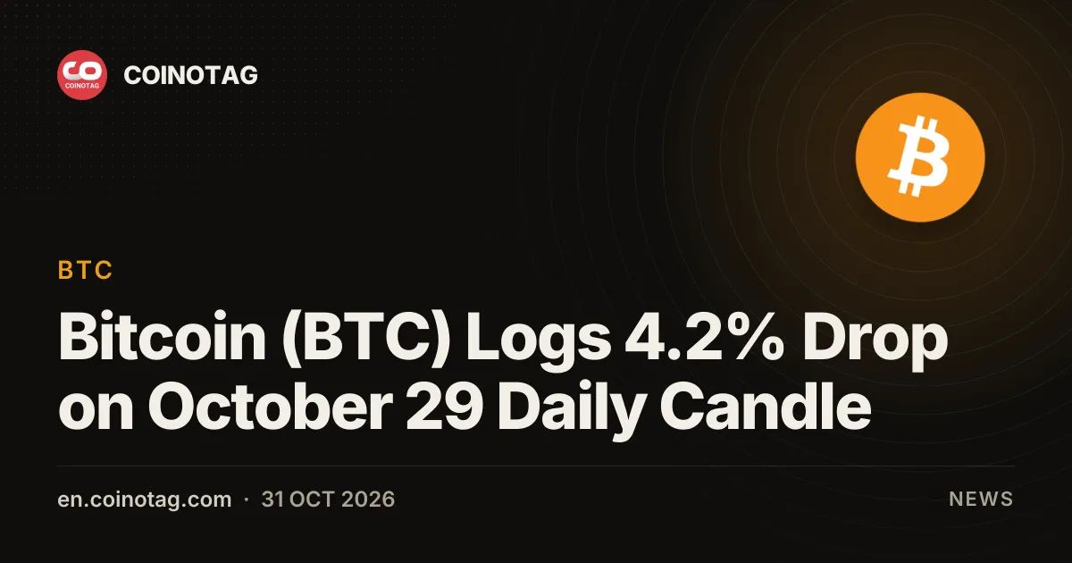 Bitcoin (BTC) Logs 4.2% Drop on October 29 Daily Candle