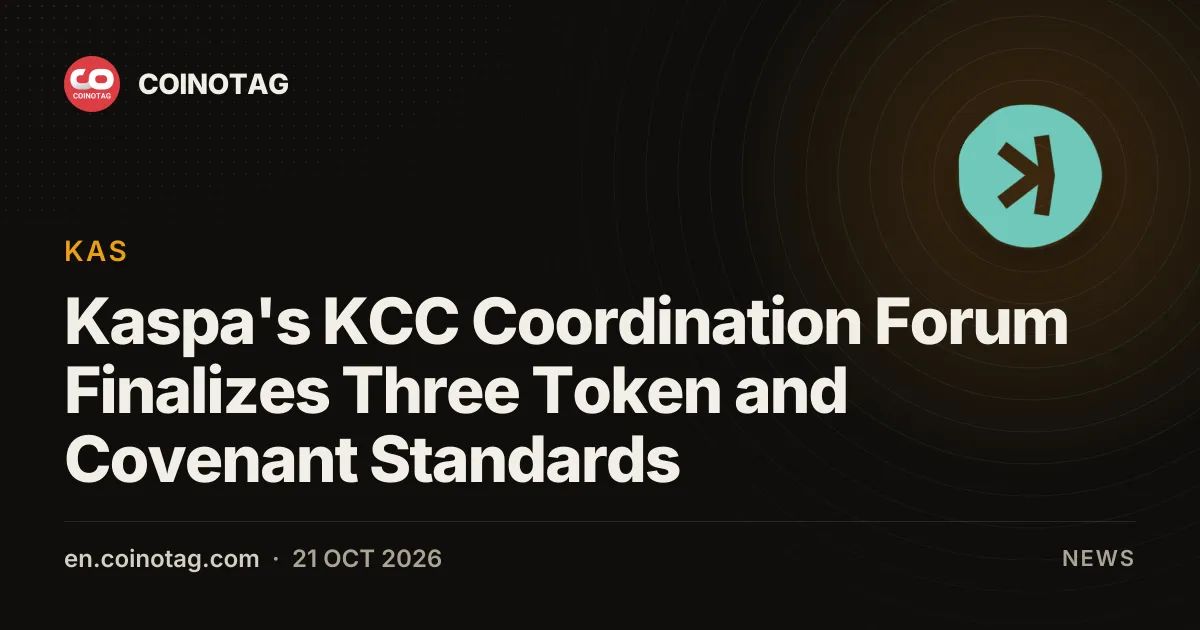 Kaspa's KCC Coordination Forum Finalizes Three Token and Covenant Standards