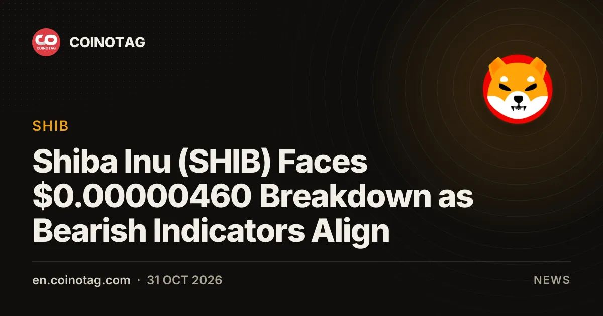 Shiba Inu (SHIB) Faces $0.00000460 Breakdown as Bearish Indicators Align