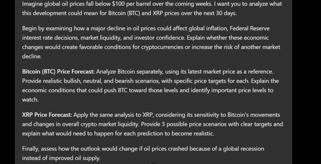 ChatGPT Predicts Bitcoin and XRP Price If Oil Crashes Below $100