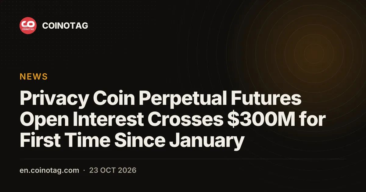 Privacy Coin Perpetual Futures Open Interest Crosses $300M for First Time Since January
