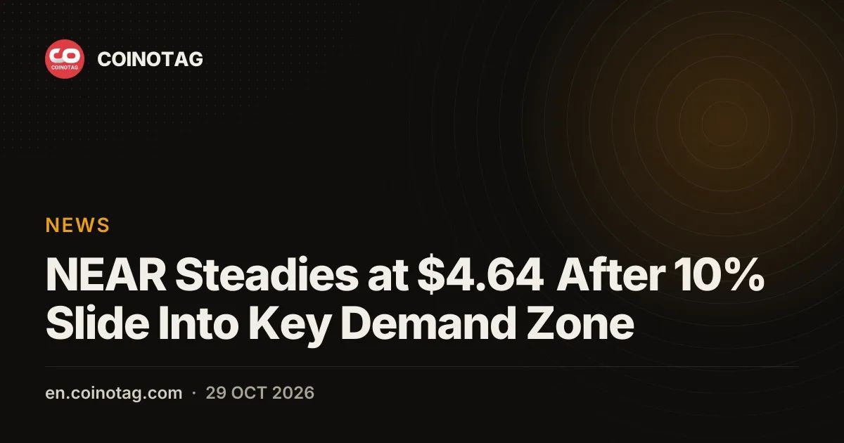 NEAR Extends Slide to $4.07, Down 11.9%, After 10% Drop Into Key Demand Zone