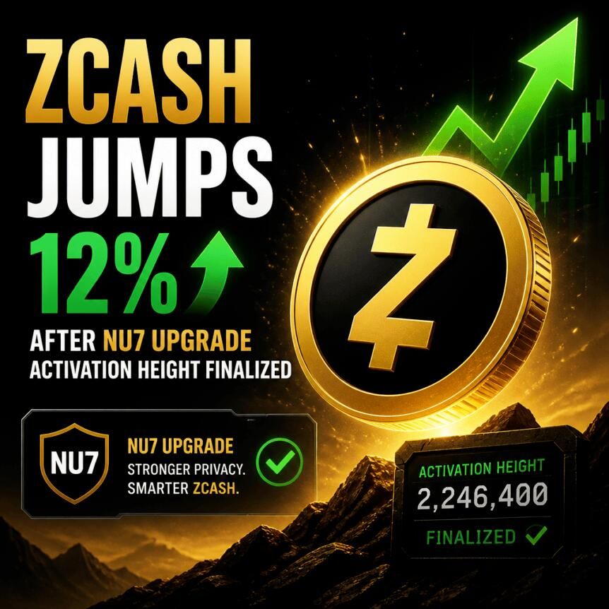 Zcash Jumps 12% After NU7 Upgrade Activation Height Finalized