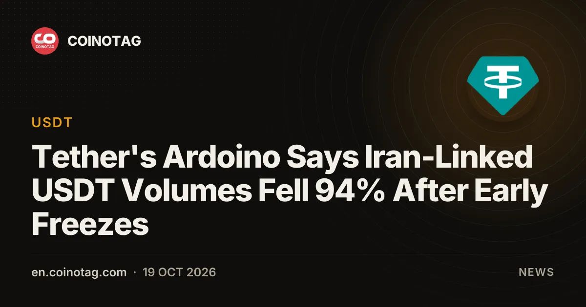 Tether's Ardoino Says Iran-Linked USDT Volumes Fell 94% After Early Freezes