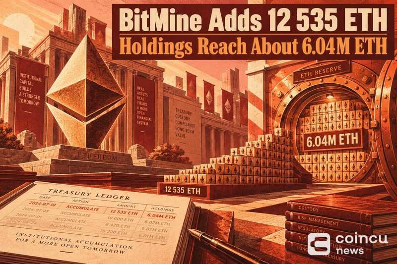 BitMine Adds 12,535 ETH, Holdings Reach About 6.04M ETH