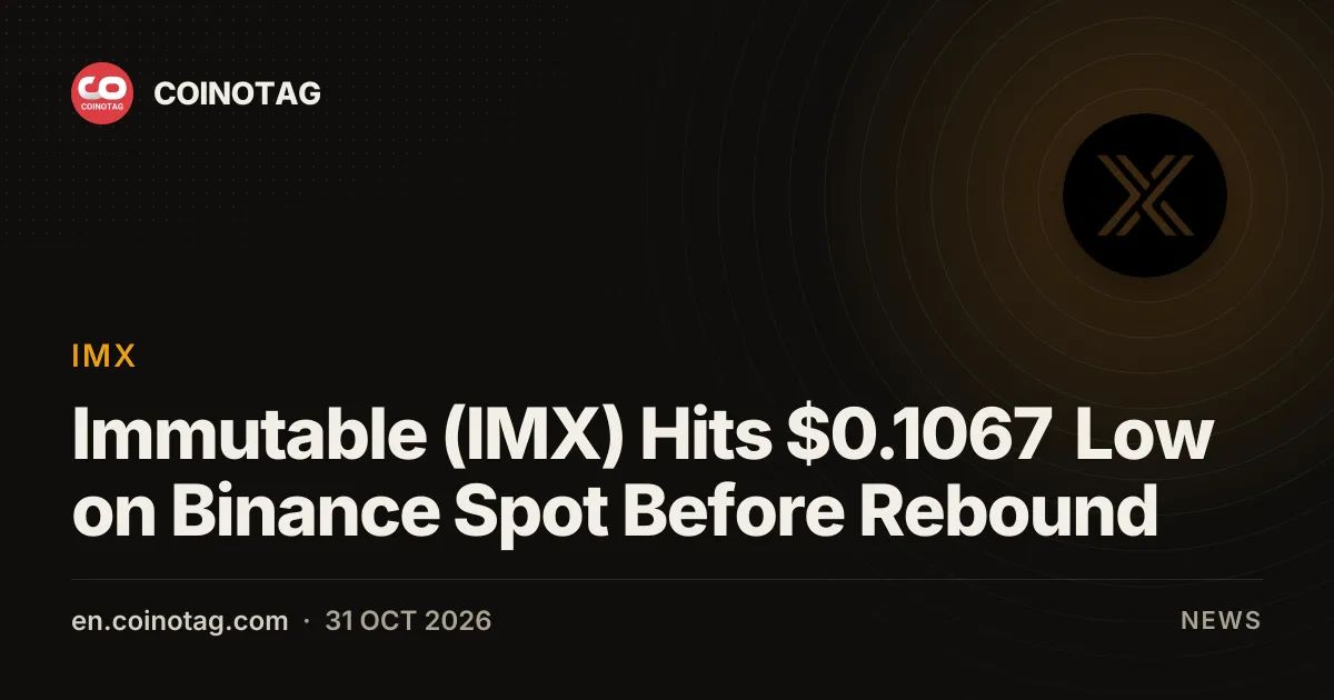 Immutable (IMX) Hits $0.1067 Low on Binance Spot Before Rebound