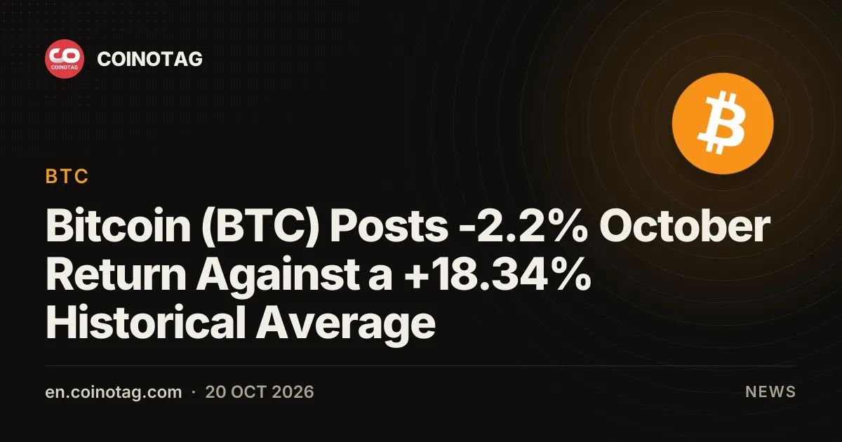 Bitcoin (BTC) Posts -2.2% October Return Against a +18.34% Historical Average