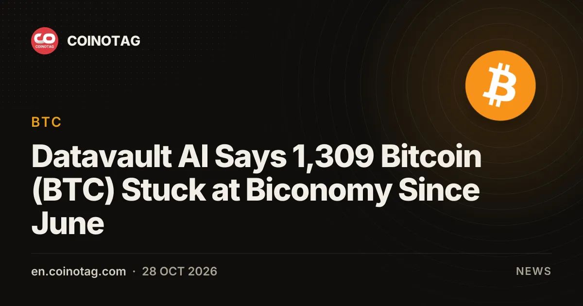 Datavault AI Says 1,309 Bitcoin (BTC) Stuck at Biconomy Since June