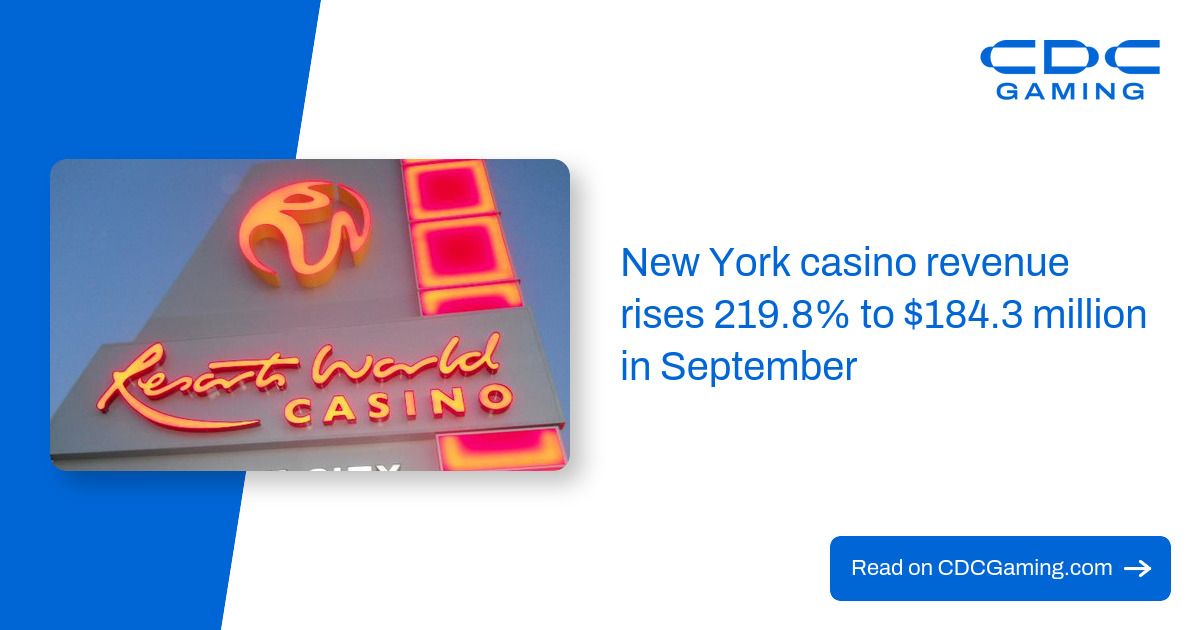 New York casino revenue rises 219.8% to $184.3 million in September