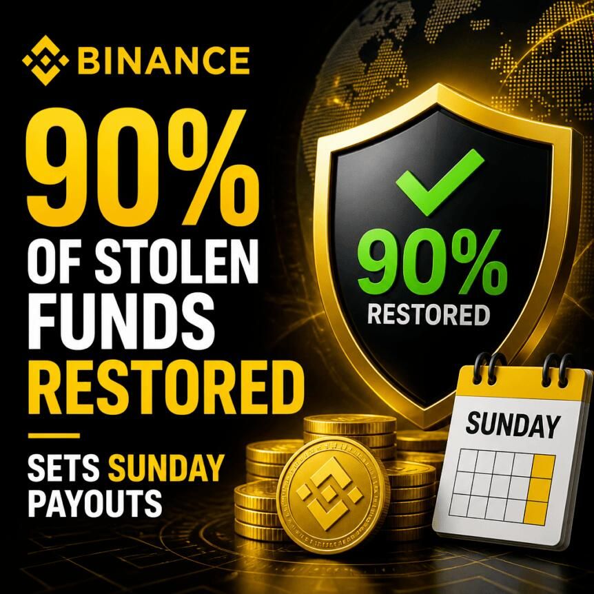 Binance Reports 90% of Stolen Funds Restored, Sets Sunday Payouts