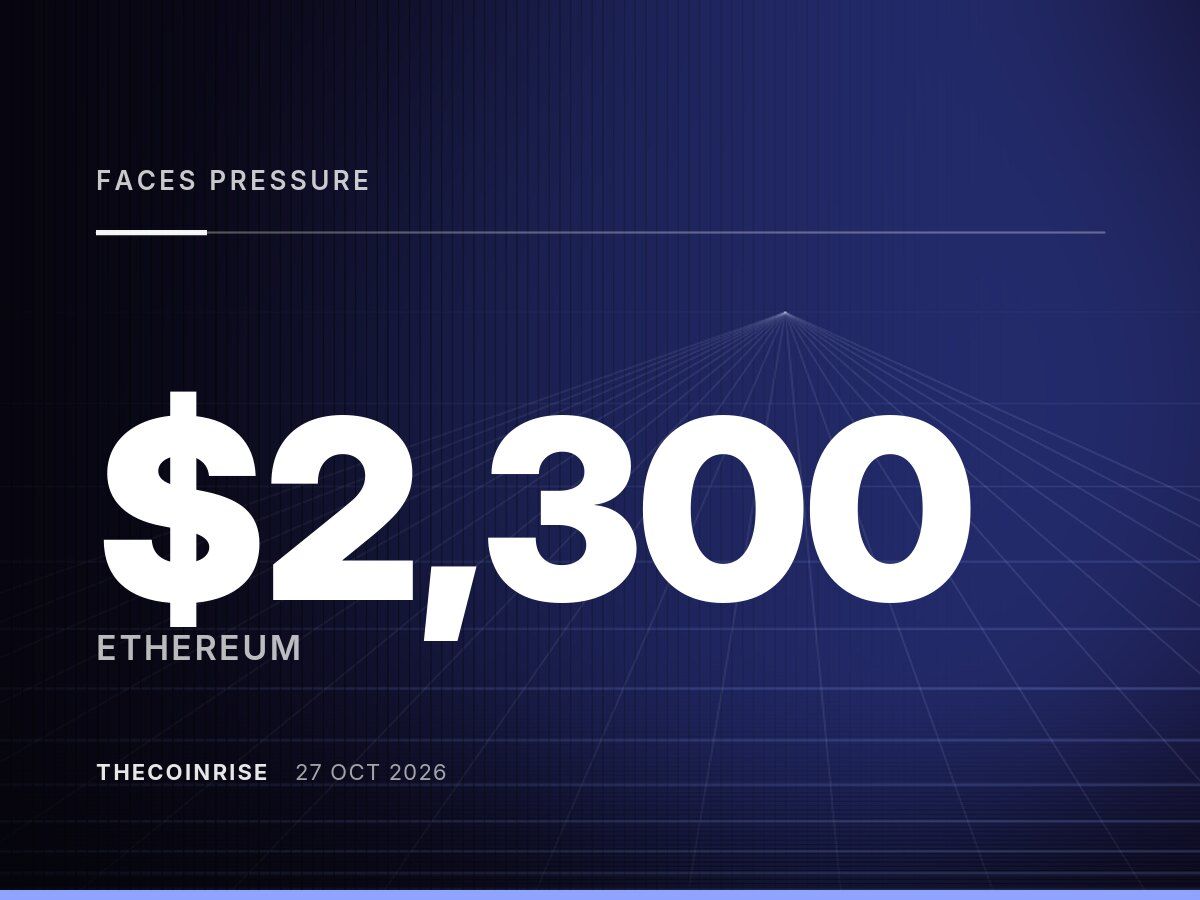 Ethereum Faces Pressure Near $2,300–$2,350 as Whale Shorts Build and ETF Outflows Continue