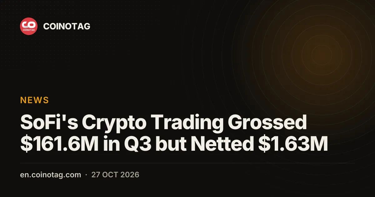 SoFi's Crypto Trading Grossed $161.6M in Q3 but Netted $1.63M
